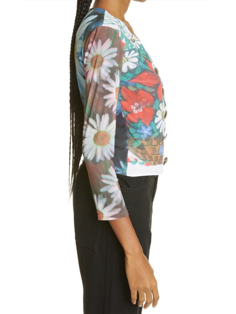 New Chopova Lowena Floral Daisy Mesh Button Top Small — image 7 of 8